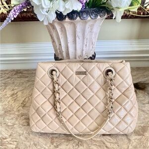 Kate Spade Quilted Cream Shoulder Tote Bag